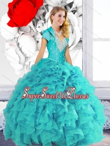 2015 Luxurious Sweetheart Quinceanera Dresses with Beading and Ruffles