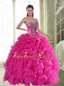 2015 New Style Beading and Ruffles Sweetheart Modest Sweet Sixteen Dresses