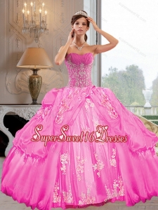 2015 Remarkable Strapless Ball Gown Military Ball Dresses with Appliques
