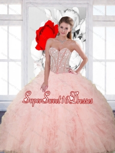 Popular Beading and Ruffles Sweetheart Modest Sweet Sixteen Dresses for 2015 Spring