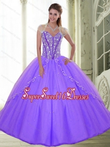 The Brand New Style Sweetheart 2015 Lilac Quinceanera Dresses with Beading