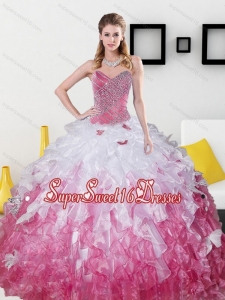 2015 Top Seller Sweetheart Sweet 16 Ball Gowns with Beading and Ruffles