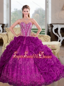 Luxurious Sweetheart 2015 Sweet Fifteen Dresses with Beading and Pick Ups