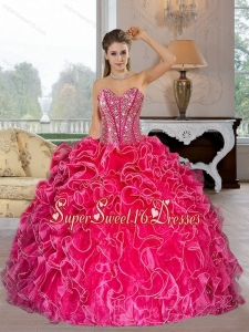 Perfect Sweetheart Ball Gown Sweet Fifteen Dresses with Beading and Ruffles