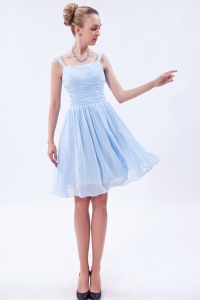 Empire Straps Knee-length Chiffon Ruch Dama Dresses for Sweet 16 Quinceanera