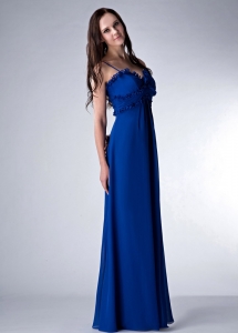 Royal Blue Empire Straps Floor-length Chiffon Dama Dress
