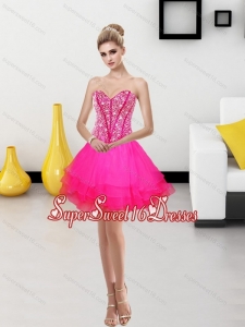 2015 Exclusive A Line Sweetheart Dama Dress with Beading