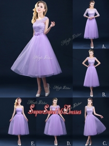 Exclusive A Line Tulle Lavender Dama Dress in Tea Length