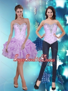 2015 Cheap Sweetheart Short Quinceanera Dama with Beading and Ruffles