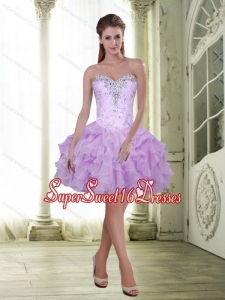 Exclusive Beading and Ruffles Sweetheart Quinceanera Dama Dress for 2015