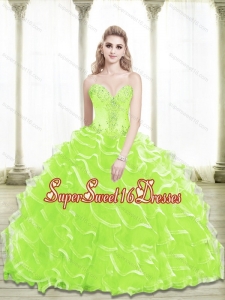 Elegant 2015 Sweetheart Beading and Ruffled Layers Sweet 16 Dresses