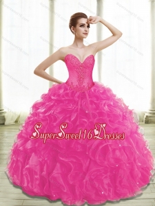 Elegant Fuchsia Sweet 16 Dresses with Appliques and Ruffles