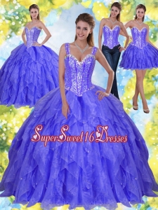 Modest Beading and Ruffles 2015 Sweet Sixteen Dresses in Lavender
