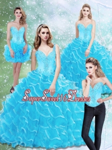 2015 New Style Sweetheart Sweet 16 Dresses with Beading and Ruffled Layers