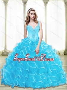 Pretty Sweetheart 2015 Sweet 16 Ball Gowns with Beading and Ruffled Layers