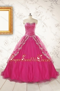 2015 In Stock Sweetheart Sweep Train Trendy Quinceanera Dresses with Sequins and Appliques