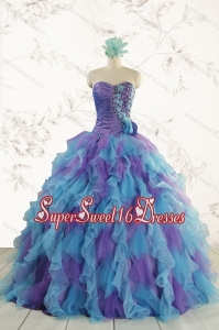 2015 In Stock and New Style Multi Color Quinceanera Dresses with Beading