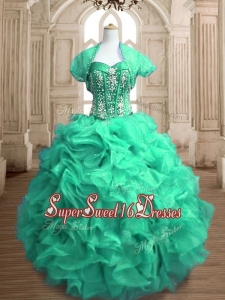 Perfect Beaded and Ruffled Sweet 16 Dress in Spring Green