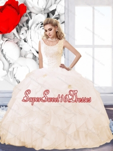 Classical 2015 Champagne Quinceanera Dress with Beading and Ruffles for Summer
