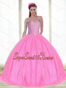 Elegant Sweetheart Quinceanera Dresses with Beading in Pink for Summer