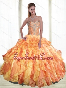 Luxurious Multi Color 2015 Quinceanera Dresses with Beading and Ruffles for Fall