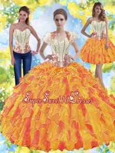 New Style Beaded Sweetheart 2015 Quinceanera Dresses with Ruffles for Summer