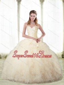 Sturning Champagne Sweetheart 15th Birthday Party Dresses with Beading