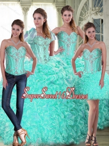 Brush Train Elegant Sweet 16 Quinceanera Dresses with Beading and Ruffles for Summer
