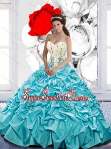 Elegant Pick Ups and Beaded Sweet Sixteen Dresses with Hand Made Flowers for Summer