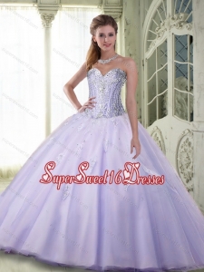 Luxurious Beaded Sweetheart Sweet 16 Dresses in Lavender for 2015 for Summer
