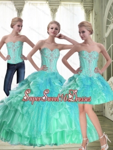 A Line 2015 Modest Sweet Sixteen Dresses with Beading for Fall