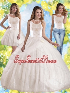 Perfect Hand Made Flowers and Beaded New Style Sweet 16 Dresses with Bateau for Summer