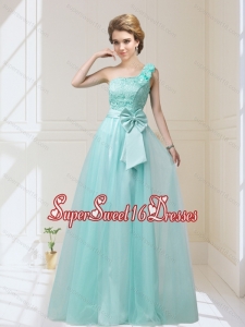 2015 One Shoulder Dama Dresses with Hand Made Flowers and Bowknot