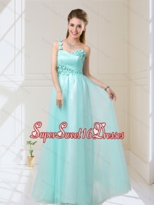 Elegant One Shoulder Floor Length Dama Dresses with Appliques