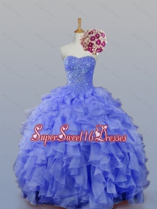 2015 Sweetheart Beaded Quinceanera Dresses with Ruffles