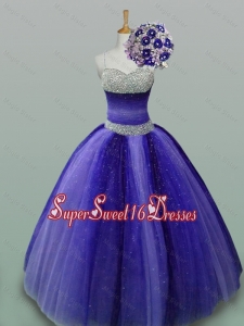 2015 Luxurious Quinceanera Dresses with Beading in Tulle