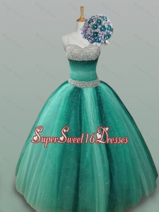 Popular Spaghetti Straps Beaded Quinceanera Gowns in Tulle for 2015