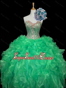 Top Seller Turquoise Ball Gown Quinceanera Dresses with Sequins and Ruffles