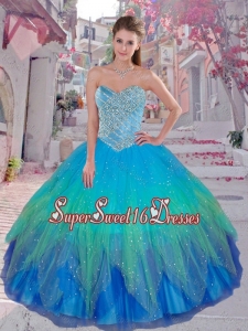 2016 Summer Cheap Multi Color Sweetheart Quinceanera Dresses with Beading