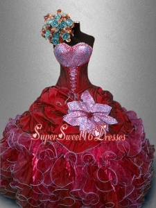 Fashionable Sweetheart Quinceanera Gowns in Wine Red