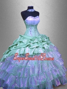Elegant Ruffled Layers Custom Made Sweet 16 Dresses with Beading