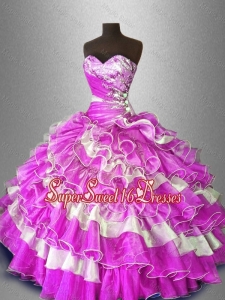 Lovely Beaded and Ruffles Sweet 16 Gowns in Multi Color
