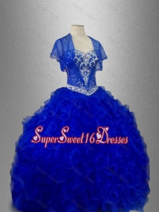 Luxurious Sweetheart Quinceanera Dresses with Beading and Ruffles in Blue