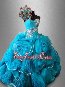 2016 Artistic Sweetheart Quinceanera Dresses with Beading and Rolling Flowers