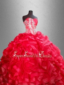 Fashionable Red Quinceanera Dresses with Beading and Ruffles