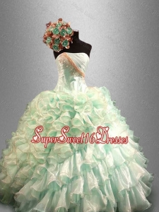 Pretty 2016 Strapless Quinceanera Dresses with Beading and Ruffles