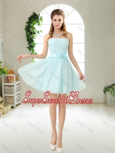 Elegant Strapless Mini Length Dama Dresses with Bowknot