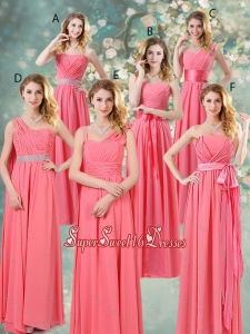 Fashionable Ruched Dama Dresses in Watermelon Red