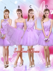 Sophisticated A Line Lavender Dama Dresses with Lace and Bowknot