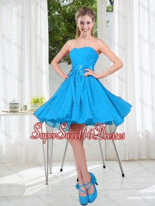 2016 Summer A Line Sweetheart Quinceanera Dama Dress in Baby Blue